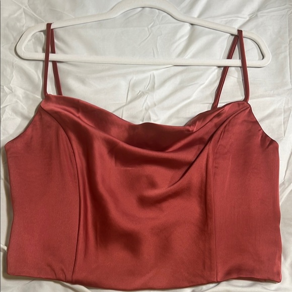 Spaghetti straps blouse Satin Cowl Neck top in rust - Picture 7 of 7